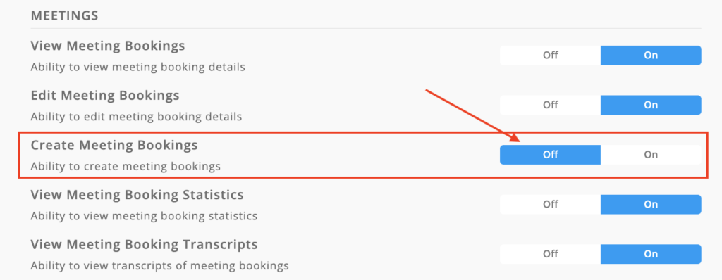 ビデオ通話URL一括発行の権限設定(ON/OFF切替)