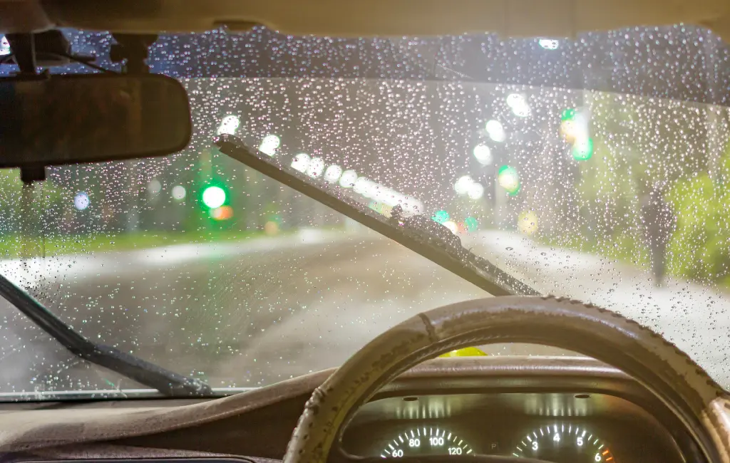 rain drops on the car windshield