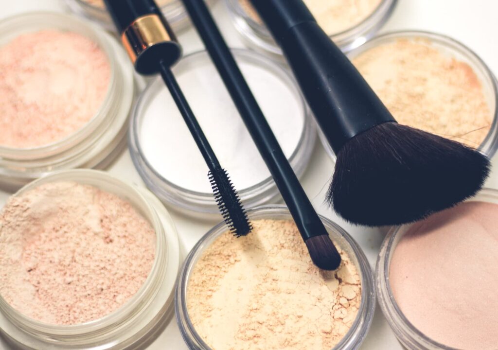Close-up of various cosmetic products