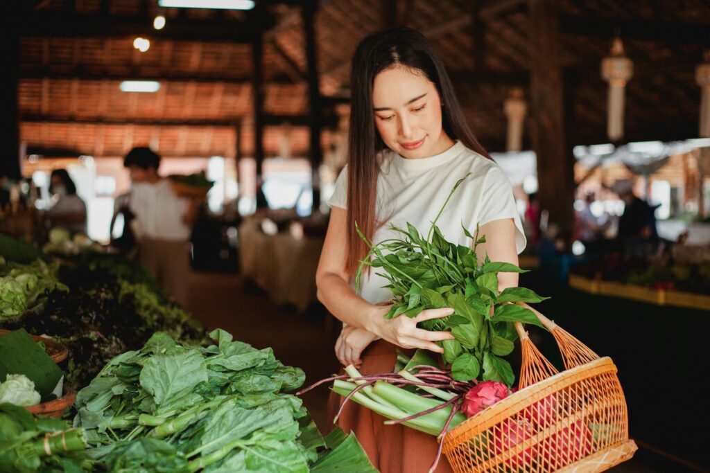 A woman shopping in a market
