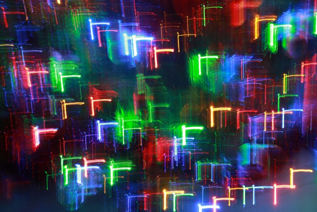Multi-colored lights on a black background